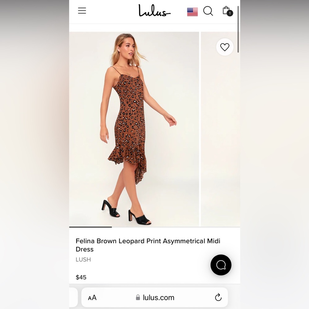 Lush Felina Brown Leopard Print Asymmetrical Midi Dress